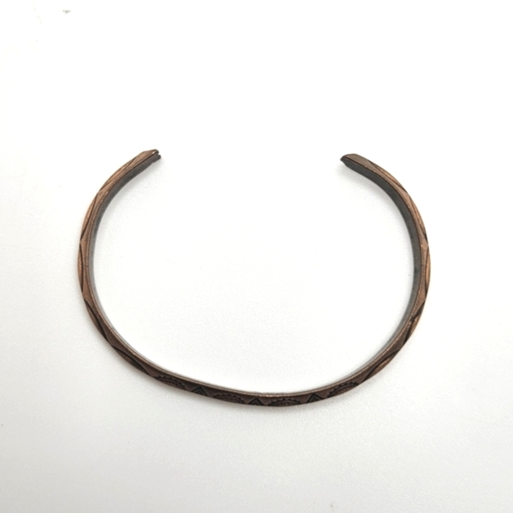 Real COPPER Carved Engraved Design Cuff Bracelet Smaller Sized - Picture 7 of 8